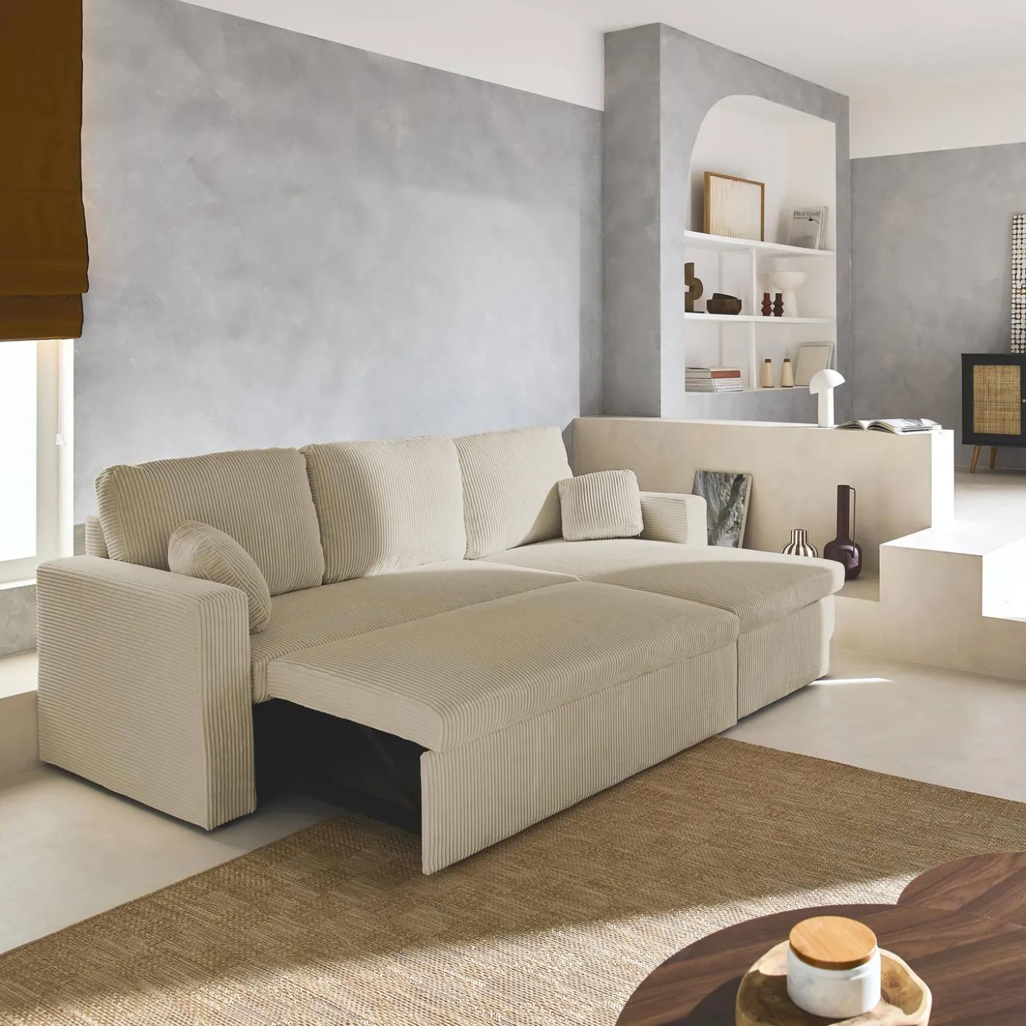 Sofá-cama de canto conversível, 3 lugares
