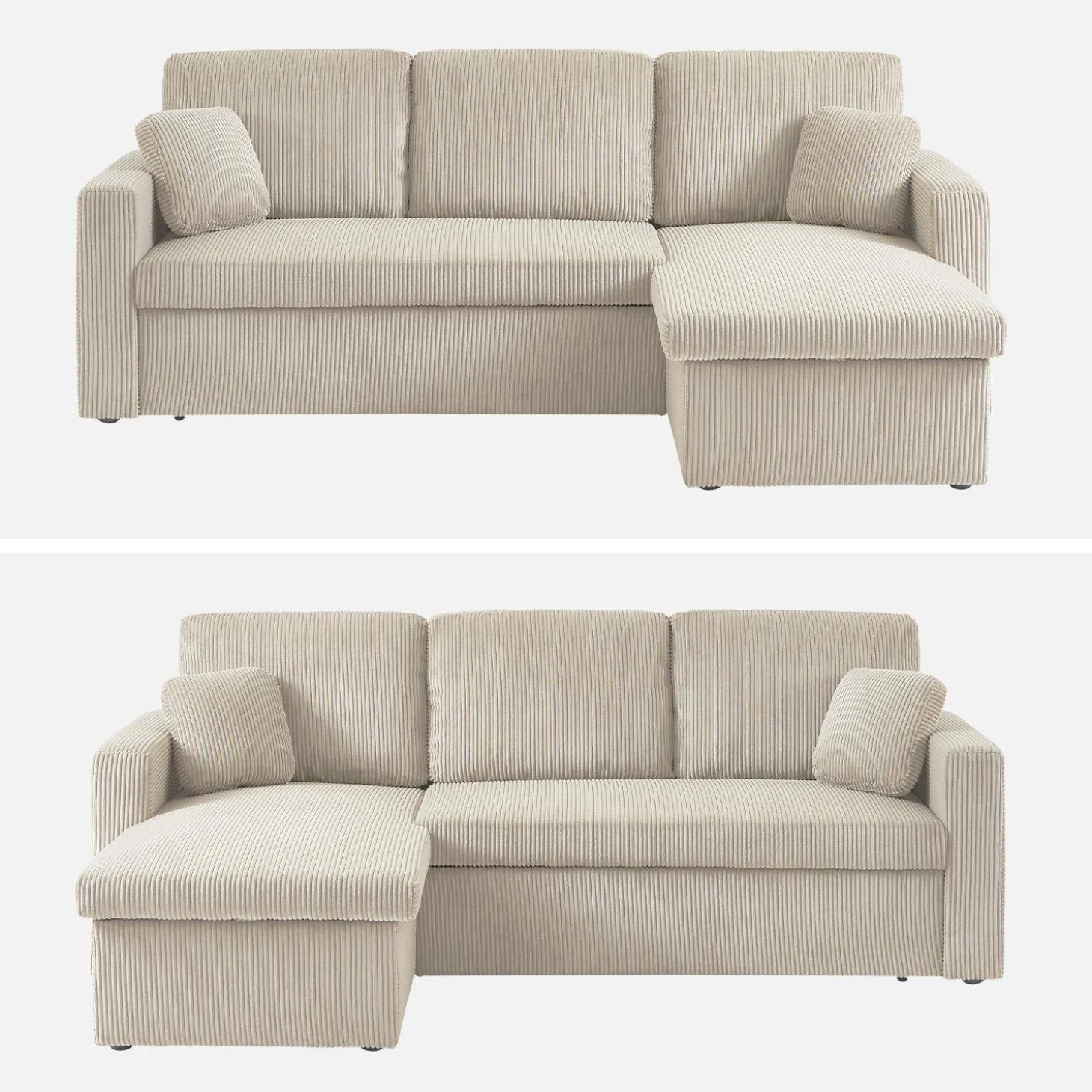 Sofá-cama de canto conversível, 3 lugares