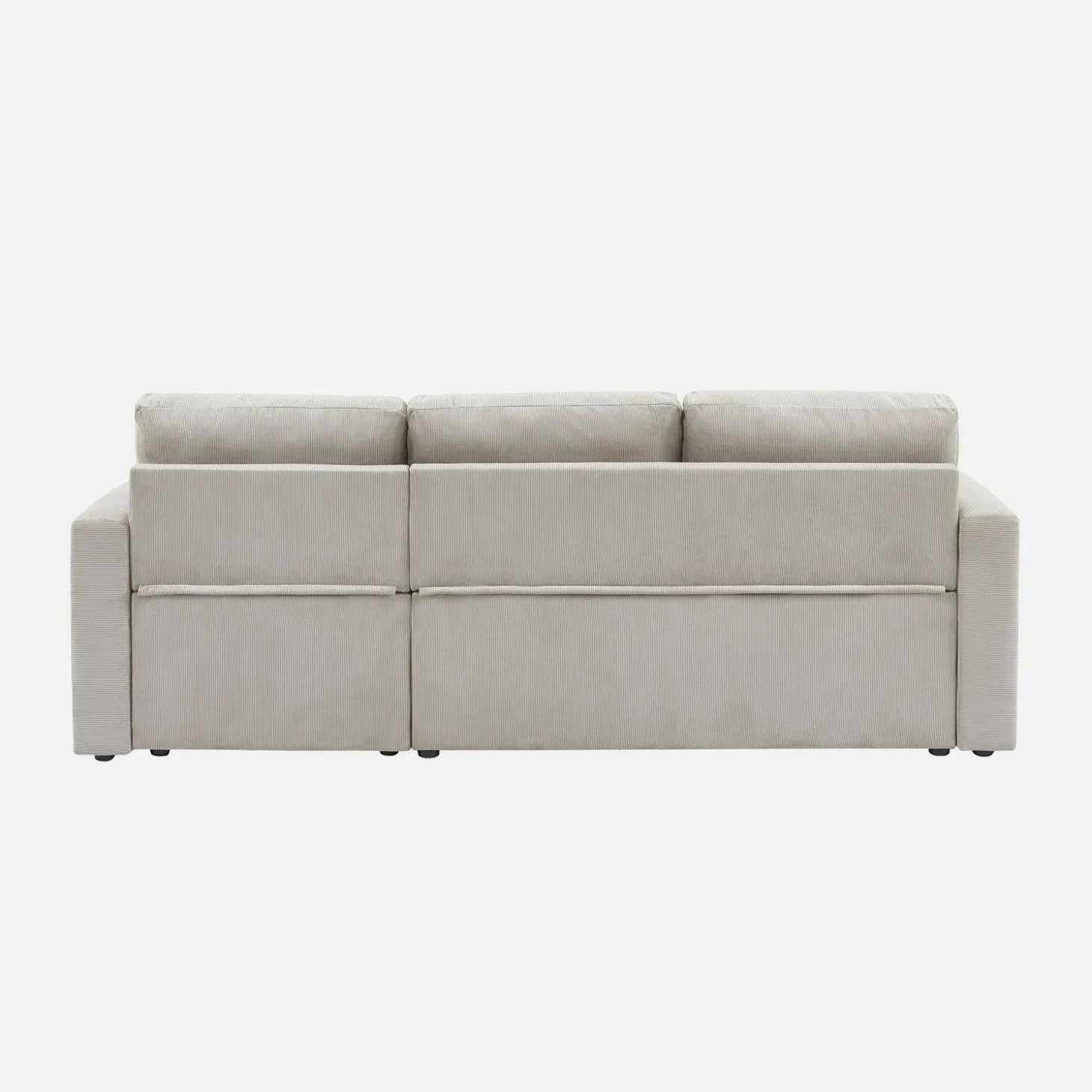 Sofá-cama de canto em veludo canelado, 3 lugares