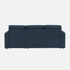 Sofá-cama de canto em veludo canelado, 3 lugares