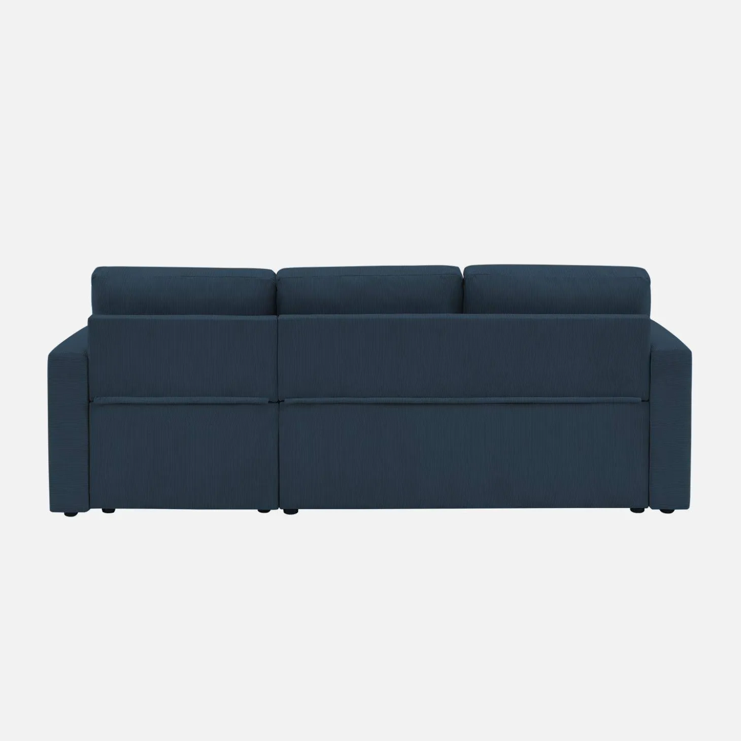 Sofá-cama de canto em veludo canelado, 3 lugares