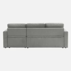 Sofá-cama de canto em veludo canelado, 3 lugares
