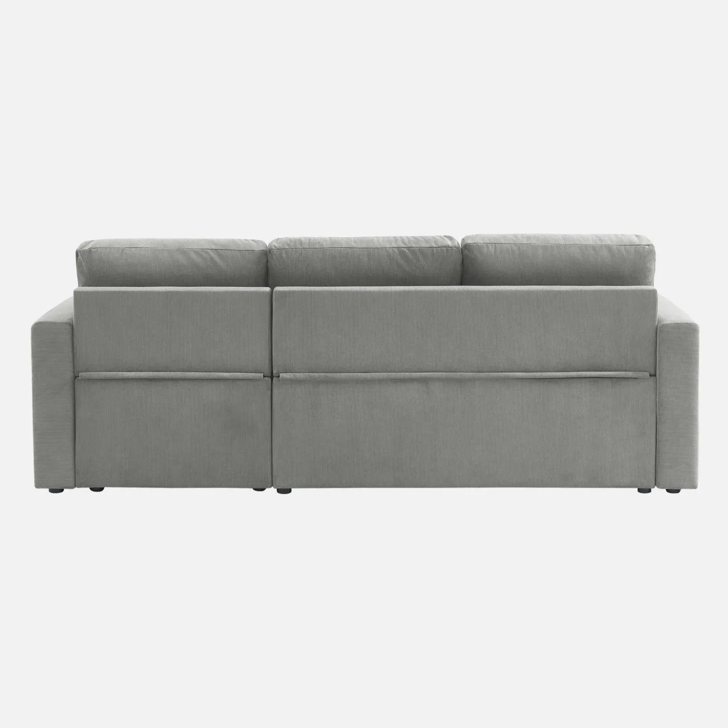 Sofá-cama de canto em veludo canelado, 3 lugares
