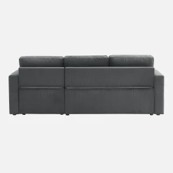 Sofá-cama de canto em veludo canelado, 3 lugares