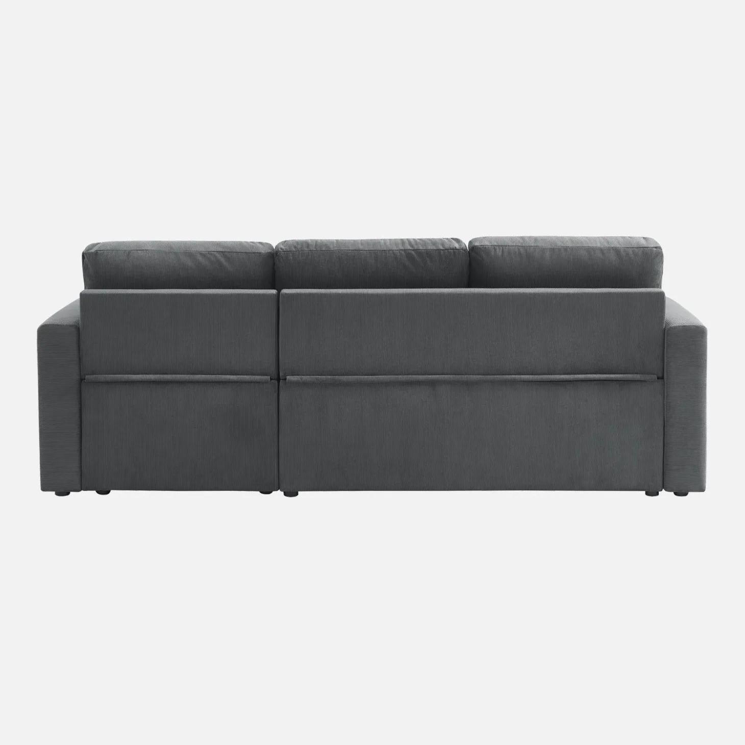 Sofá-cama de canto em veludo canelado, 3 lugares