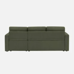 Sofá-cama de canto em veludo canelado, 3 lugares