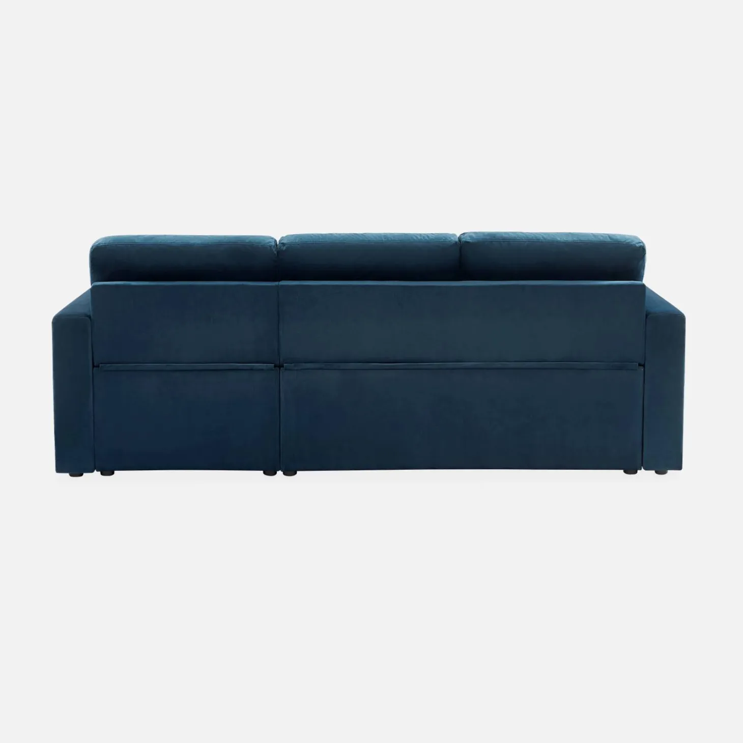 Sofá-cama de canto em veludo, 3 lugares