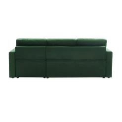 Sofá-cama de canto em veludo, 3 lugares