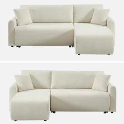 Sofá-cama de canto reversível com arrumação, 3 lugares