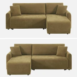 Sofá-cama de canto reversível com arrumação, 3 lugares