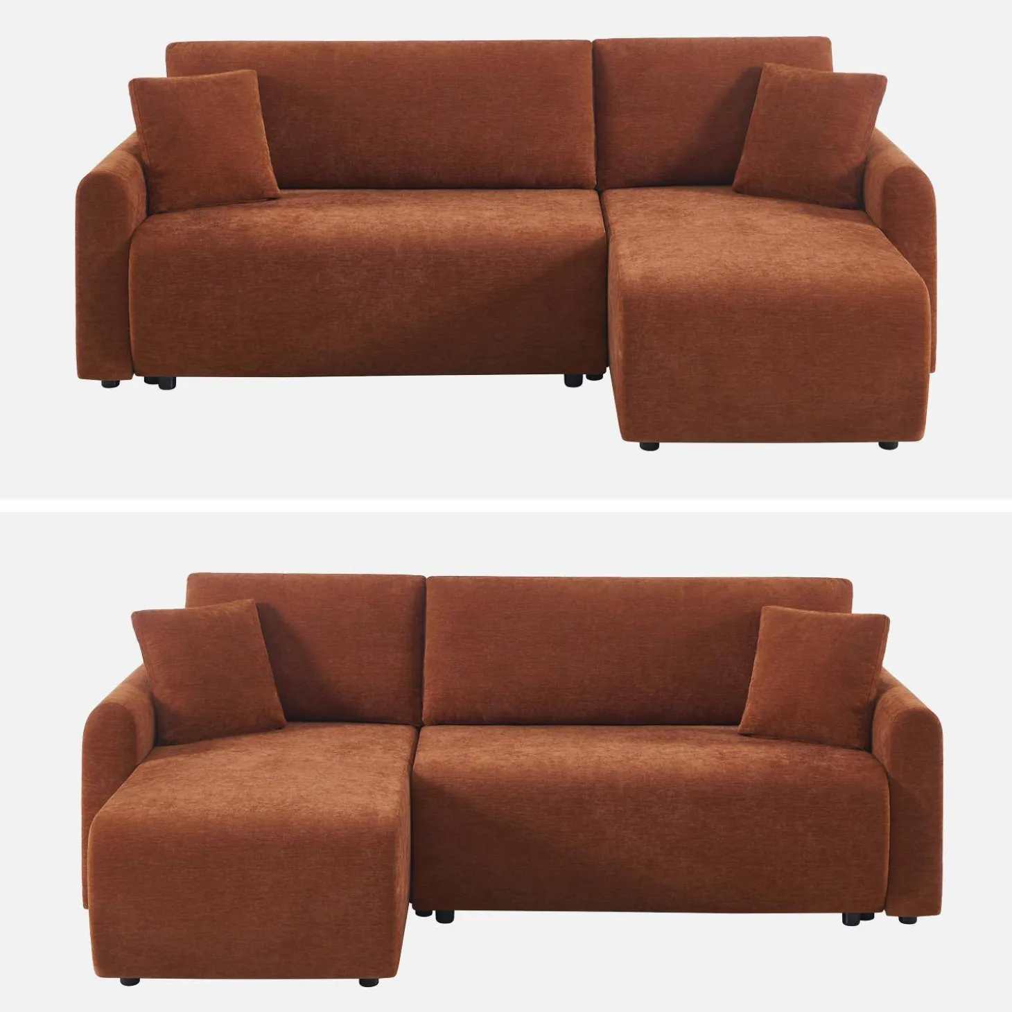 Sofá-cama de canto reversível com arrumação, 3 lugares