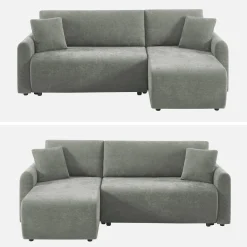 Sofá-cama de canto reversível com arrumação, 3 lugares