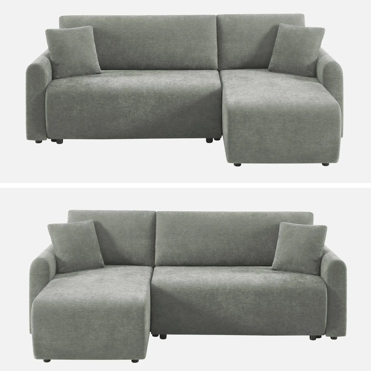 Sofá-cama de canto reversível com arrumação, 3 lugares