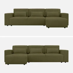 Sofá-cama de canto reversível em tecido chenille, 3 lugares