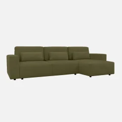 Sofá-cama de canto reversível em tecido chenille, 3 lugares