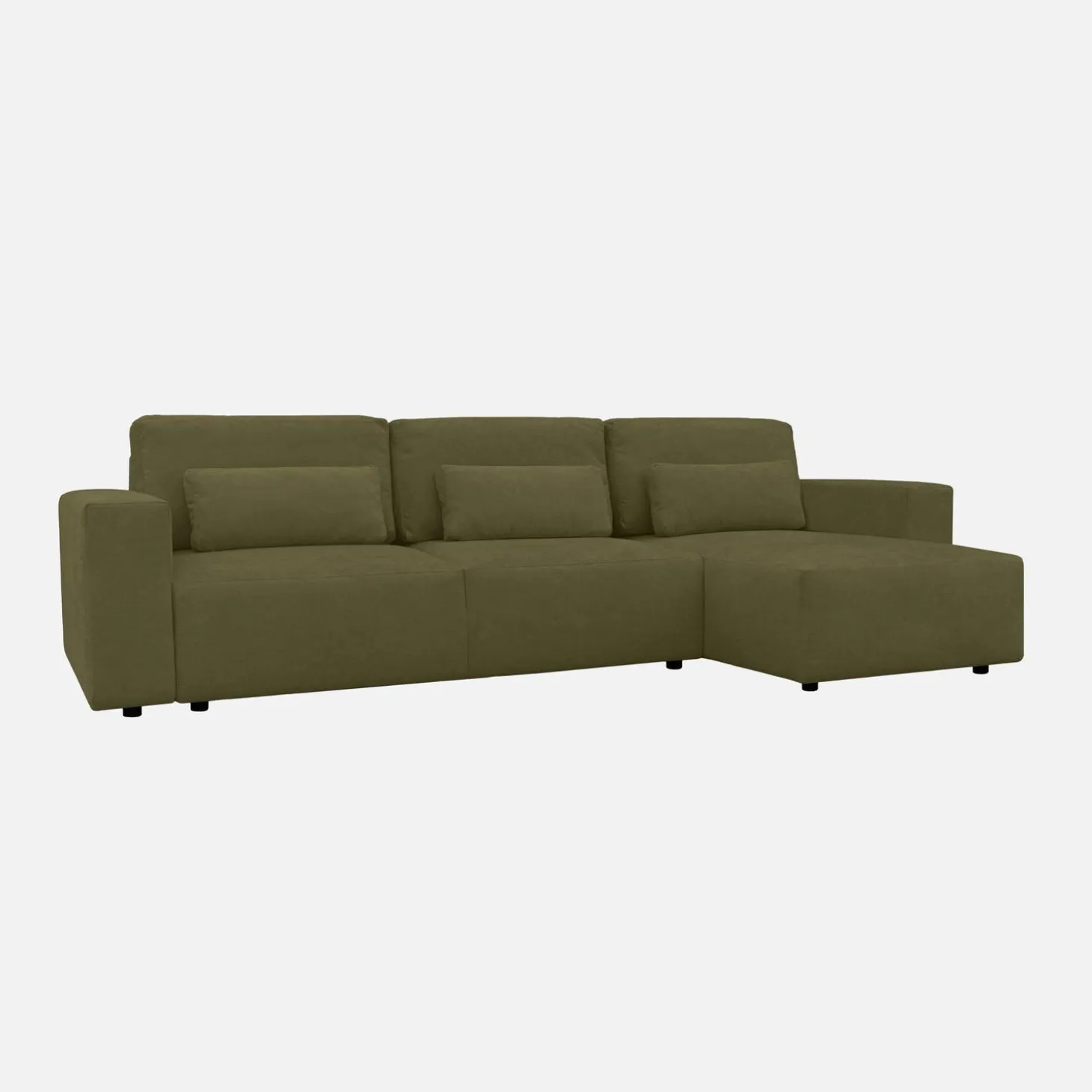 Sofá-cama de canto reversível em tecido chenille, 3 lugares