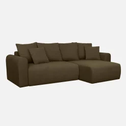 Sofá-cama de canto reversível em tecido chenille, 3 lugares
