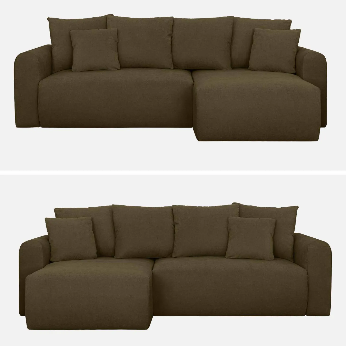 Sofá-cama de canto reversível em tecido chenille, 3 lugares