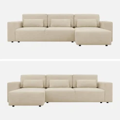 Sofá-cama de canto reversível em tecido chenille, 3 lugares