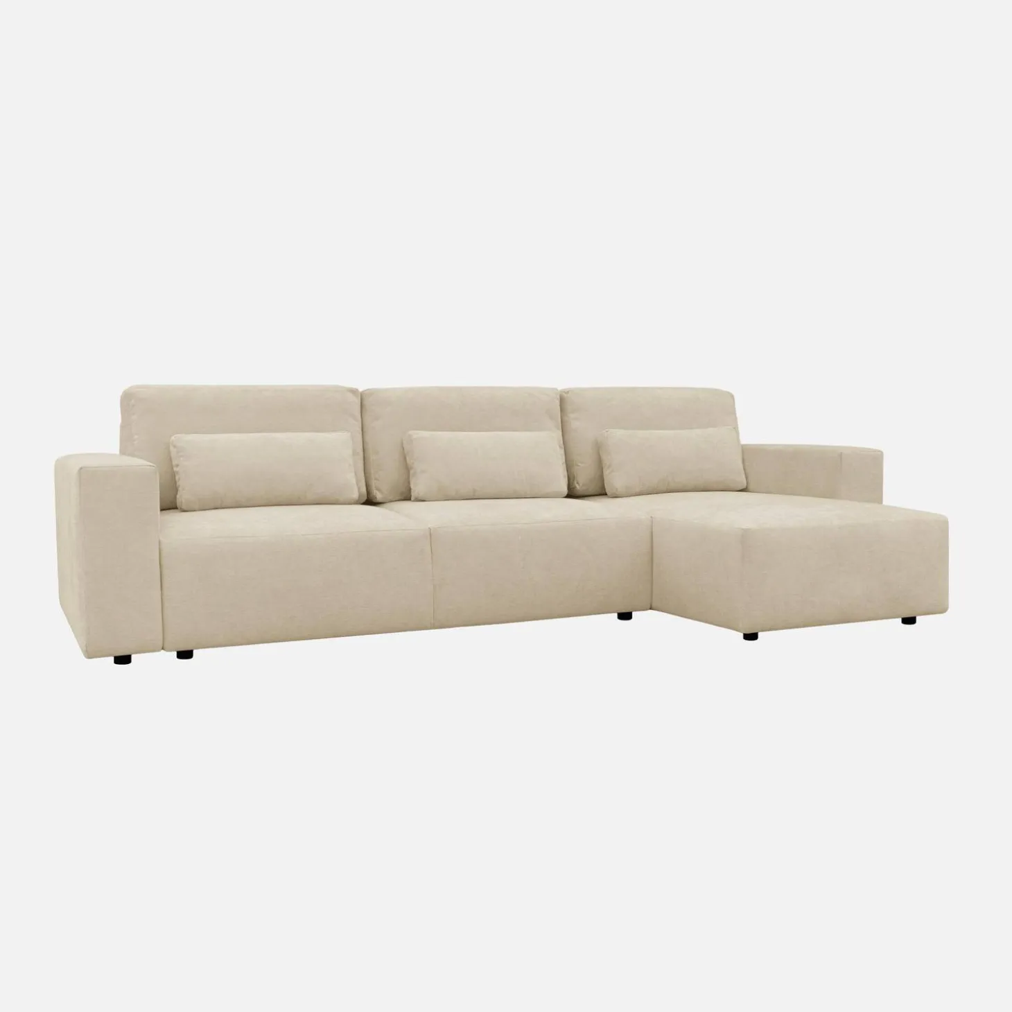 Sofá-cama de canto reversível em tecido chenille, 3 lugares