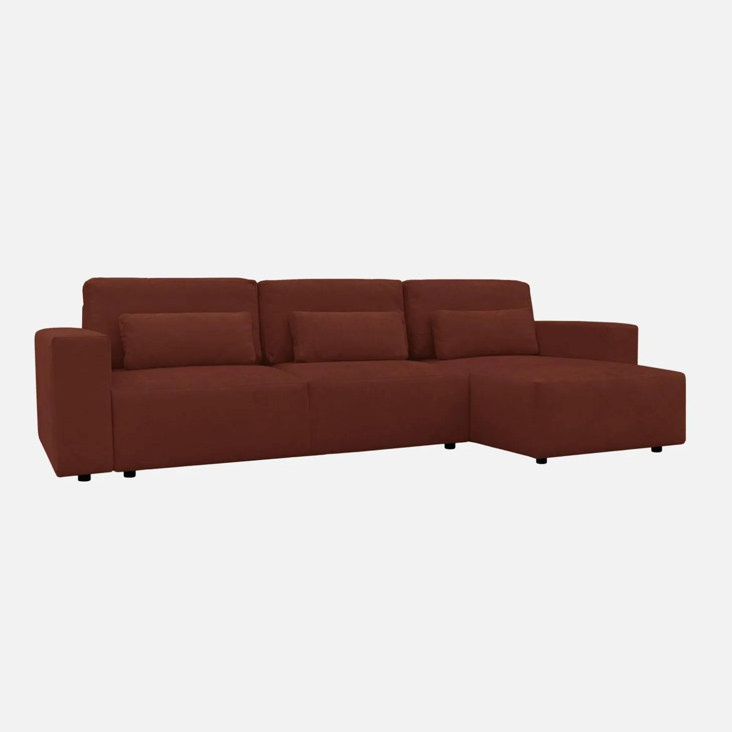 Sofá-cama de canto reversível em tecido chenille, 3 lugares