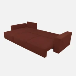 Sofá-cama de canto reversível em tecido chenille, 3 lugares