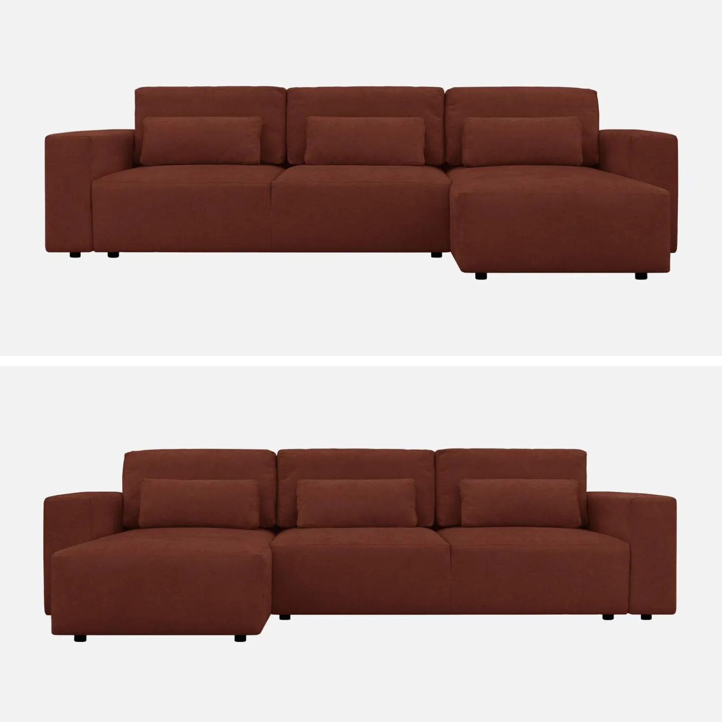 Sofá-cama de canto reversível em tecido chenille, 3 lugares