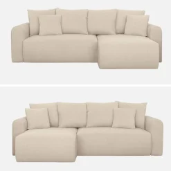 Sofá-cama de canto reversível em tecido chenille, 3 lugares
