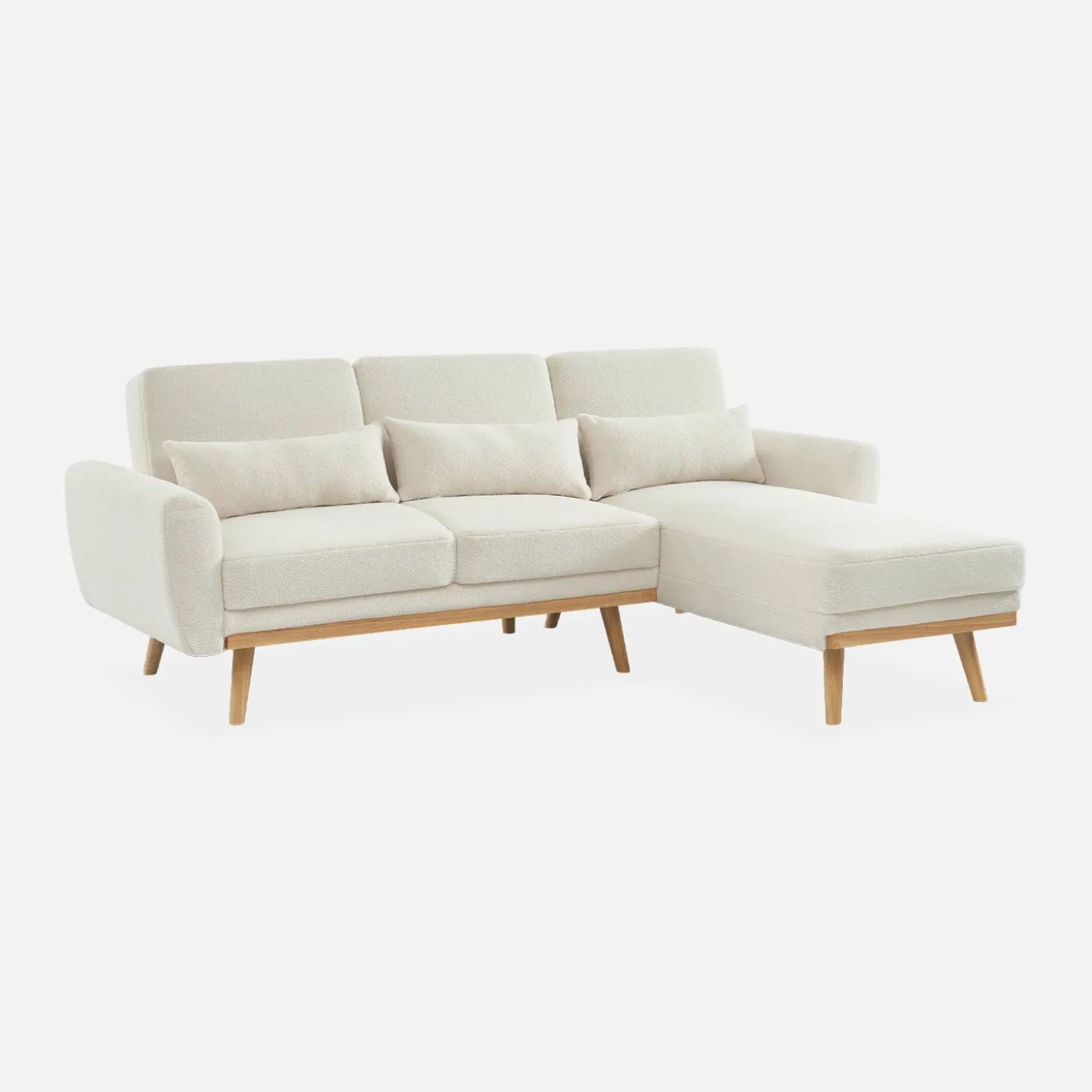 Sofá-cama de canto reversível em tecido bouclé, 3 lugares