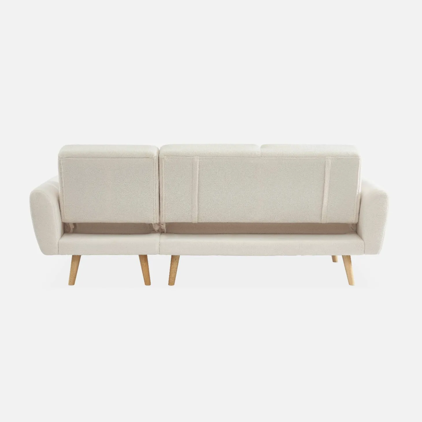 Sofá-cama de canto reversível em tecido bouclé, 3 lugares