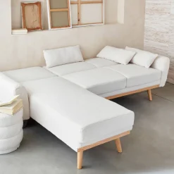 Sofá-cama de canto reversível em tecido bouclé, 3 lugares