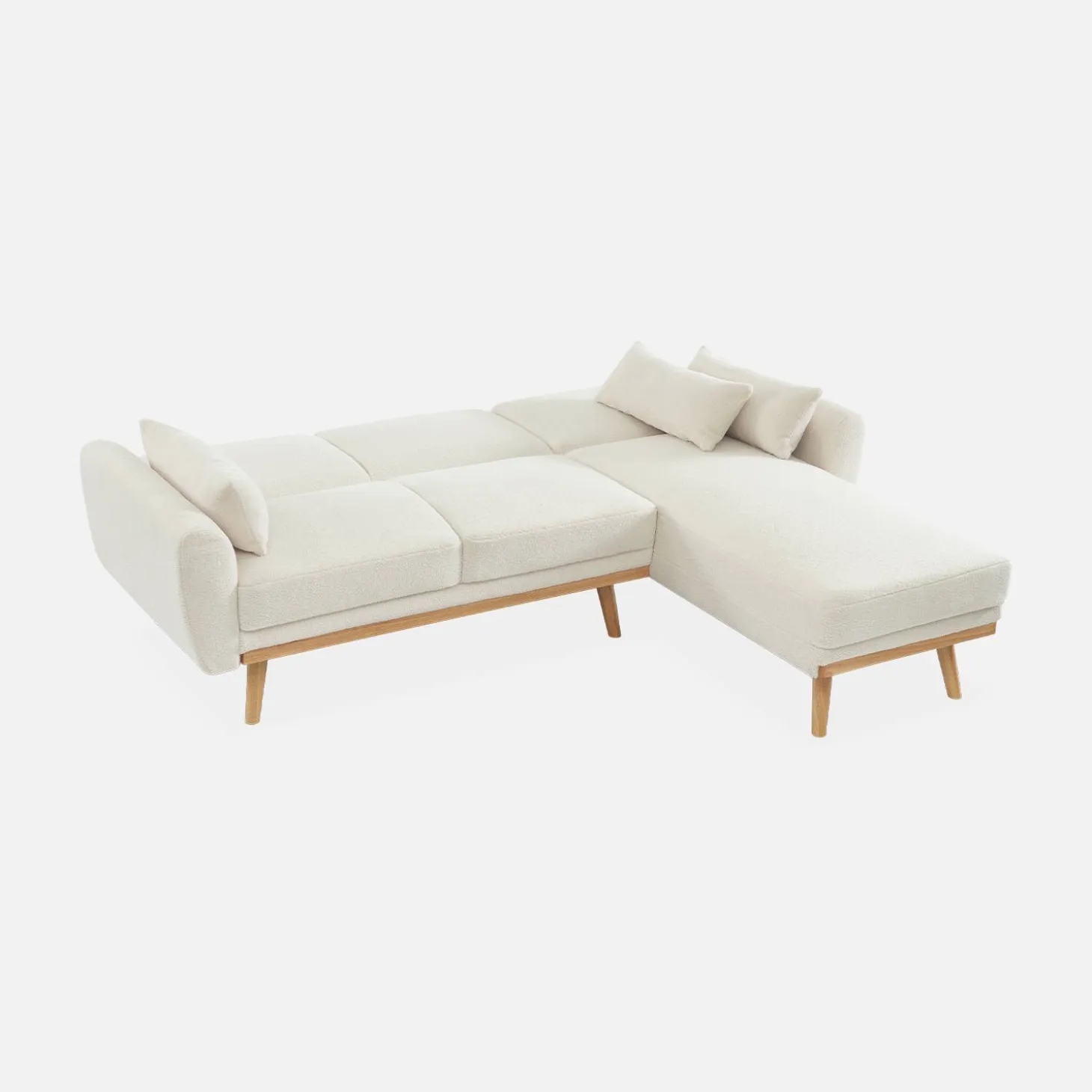 Sofá-cama de canto reversível em tecido bouclé, 3 lugares