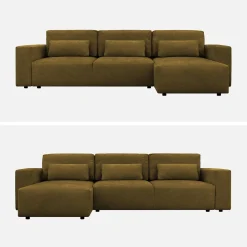 Sofá-cama de canto reversível em tecido chenille, 3 lugares