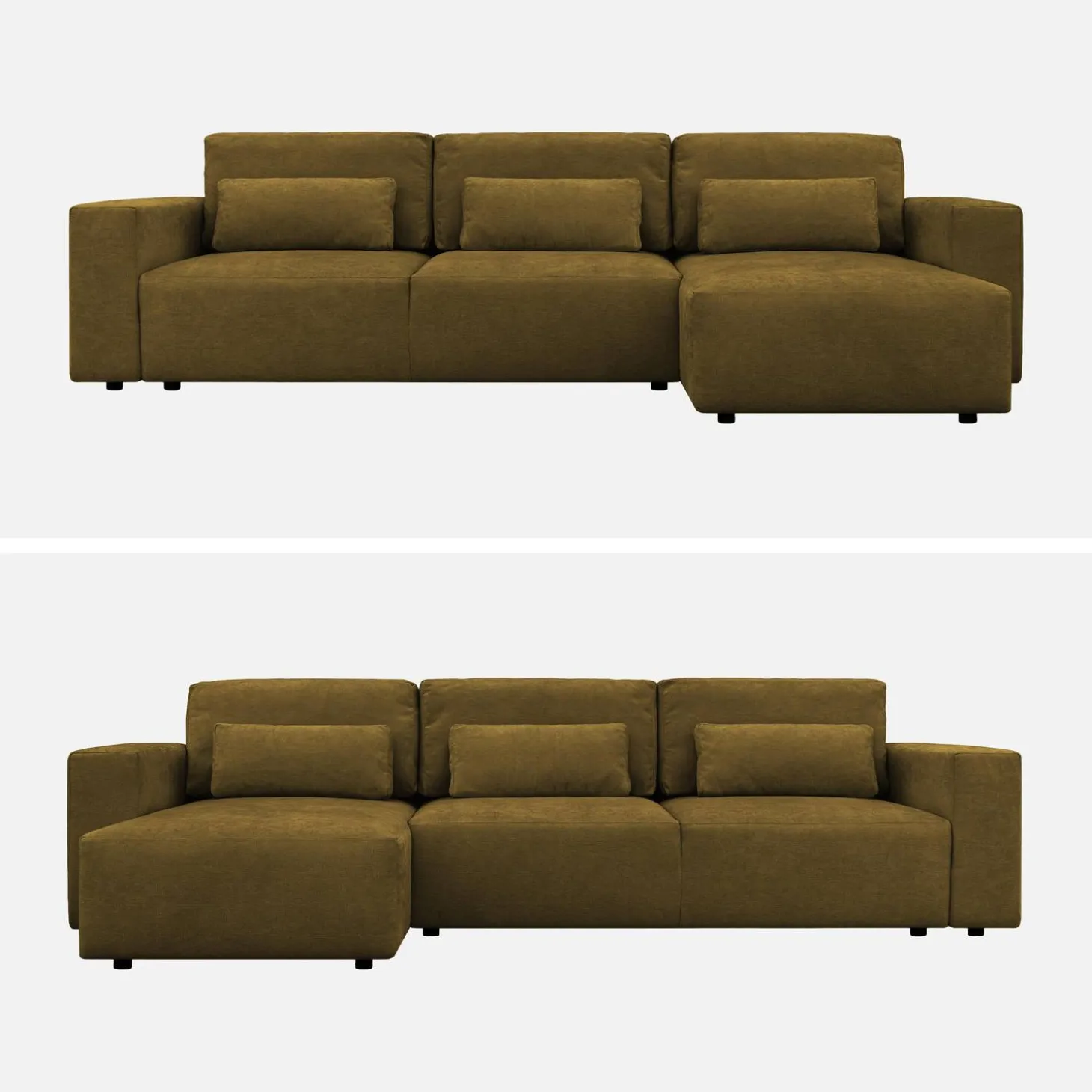 Sofá-cama de canto reversível em tecido chenille, 3 lugares