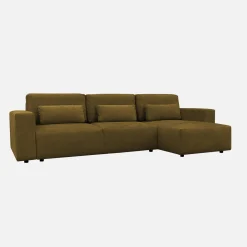 Sofá-cama de canto reversível em tecido chenille, 3 lugares