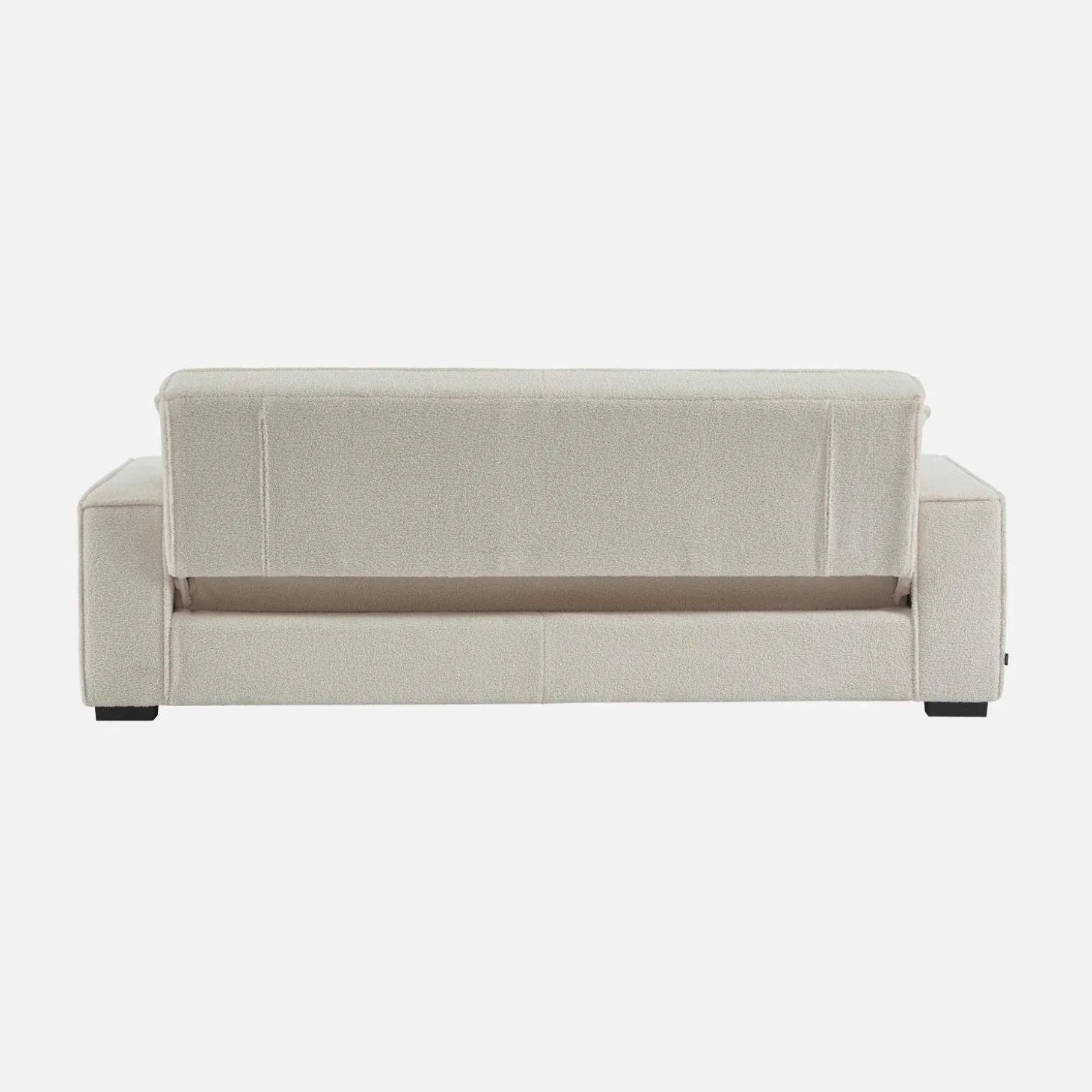 Sofá-cama em tecido bouclé creme, 3 lugares