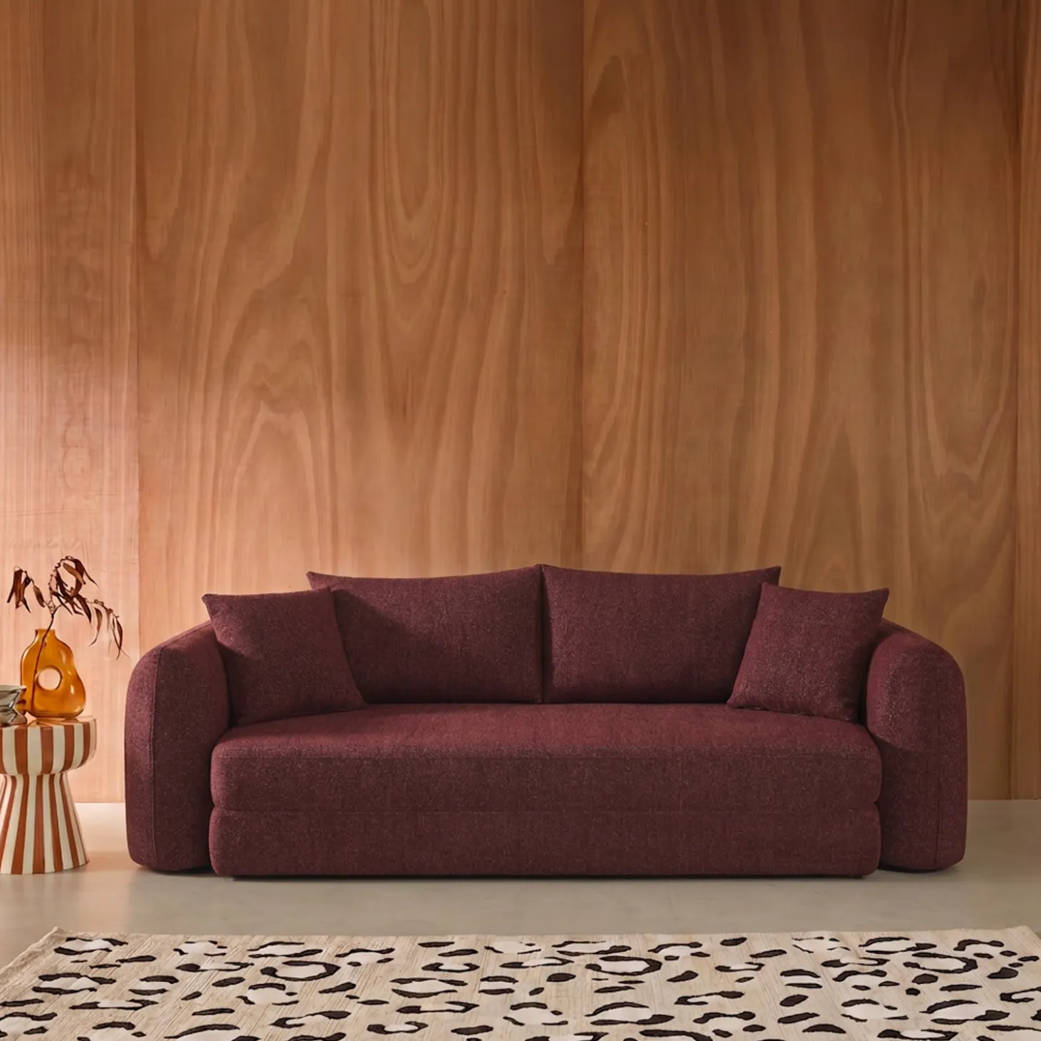 Sofá-cama em tecido bouclé, 3 lugares