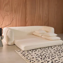 Sofá-cama em tecido bouclé, 3 lugares