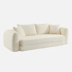 Sofá-cama em tecido bouclé, 3 lugares