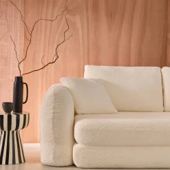 Sofá-cama em tecido bouclé, 3 lugares