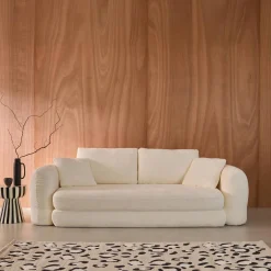Sofá-cama em tecido bouclé, 3 lugares