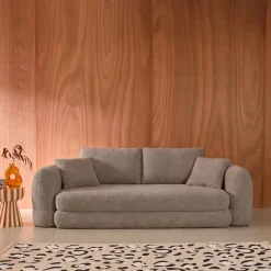 Sofá-cama em tecido bouclé, 3 lugares