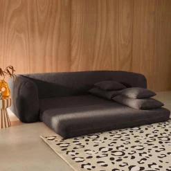 Sofá-cama em tecido bouclé, 3 lugares