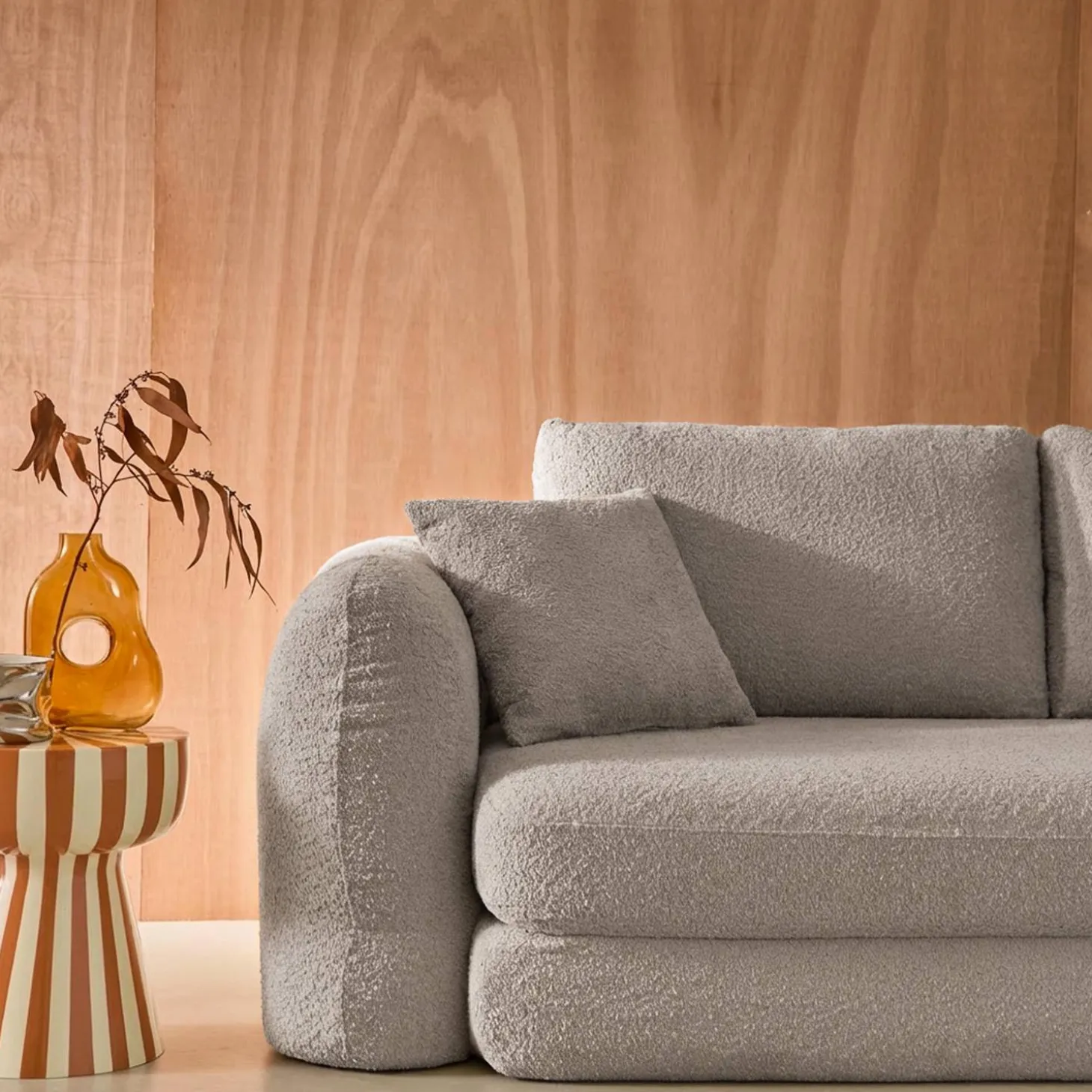 Sofá-cama em tecido bouclé, 3 lugares