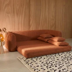 Sofá-cama em tecido bouclé, 3 lugares