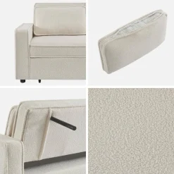 Sofá-cama em tecido bouclé, 2 lugares