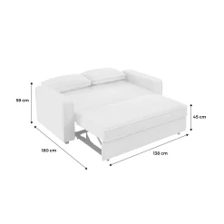 Sofá-cama em tecido bouclé, 2 lugares