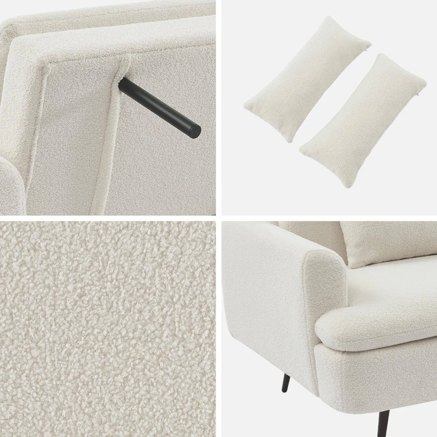Sofá-cama em tecido bouclé, 2-3 lugares