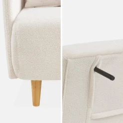 Sofá-cama em tecido bouclé, 2 lugares