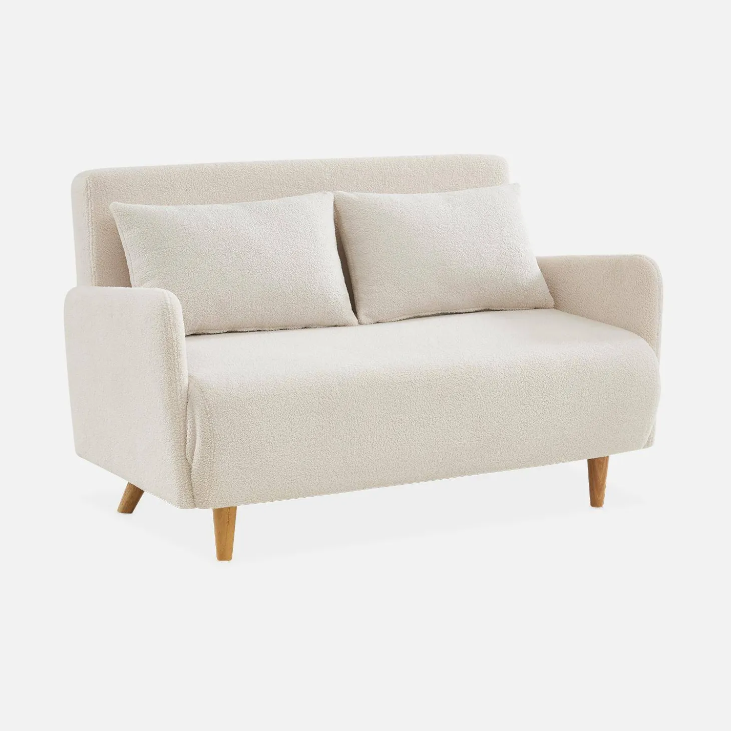 Sofá-cama em tecido bouclé, 2 lugares